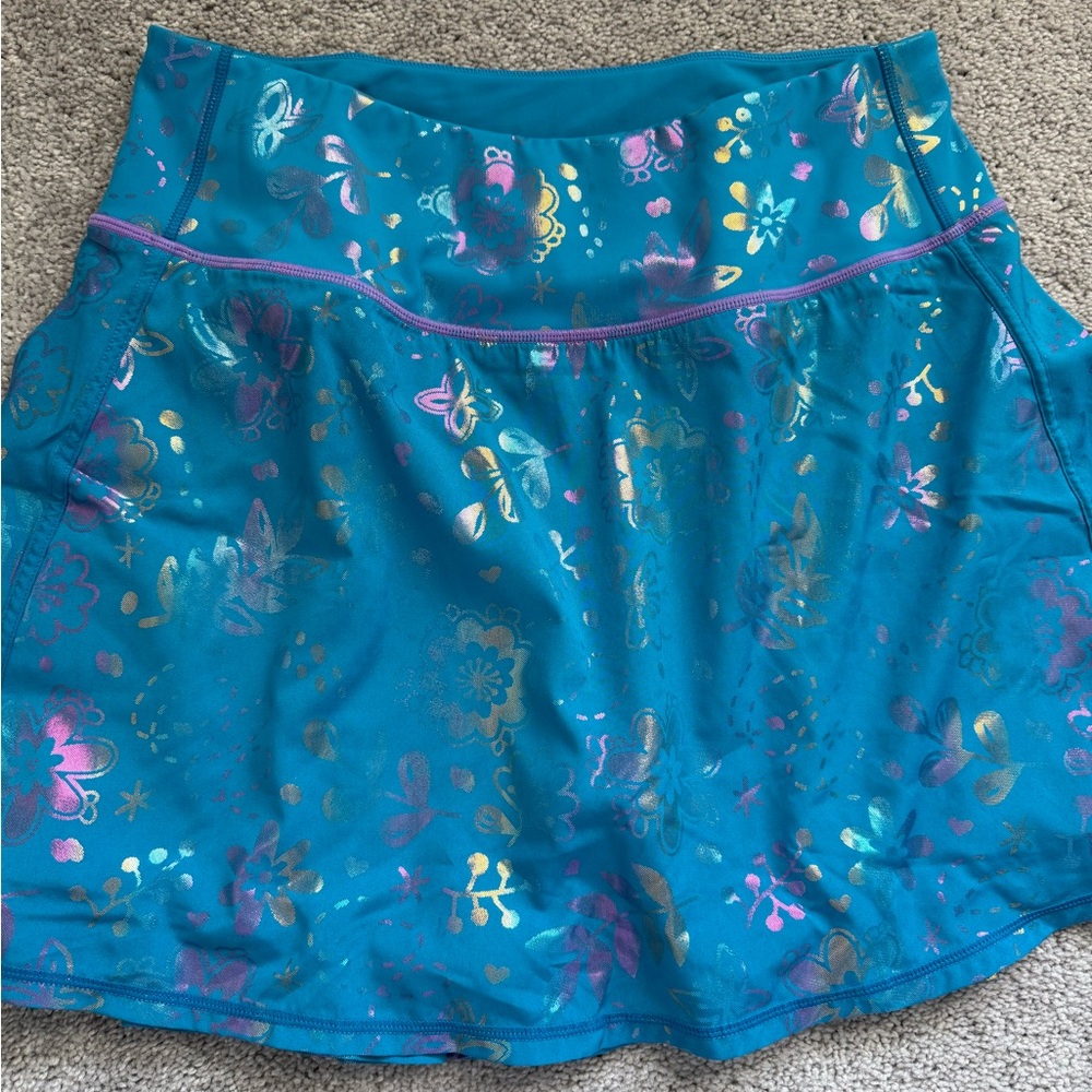 Crowned Athletics Teal Floral Athletic Skirt
